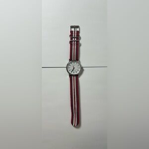Timex Easy Reader T2N746 Weekender RARE Red Striped Band Indiglo Men’s Watch EUC